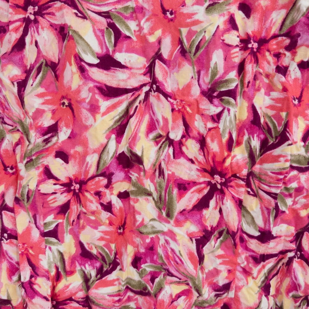 Vintage Y2K Erika Floral Button Down Shirt Womens L Pink 90s Cropped Tropical - Picture 8 of 8